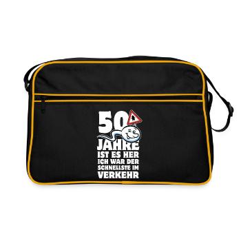 50 Jahre ist es her - der Schnellste im Verkehr - Retro Tasche - Schwarz/Gold - Vorne