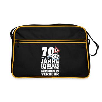 70 Jahre ist es her - der Schnellste im Verkehr - Retro Tasche - Schwarz/Gold - Vorne