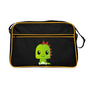 Cute baby green dragon - Retro Bag - black/gold - Front