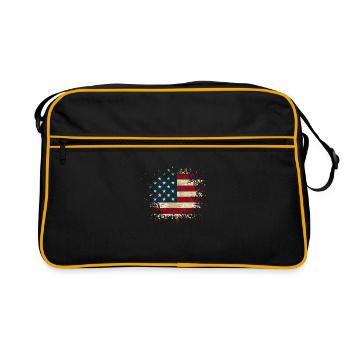 USA Flagge Klecks Spriter Farbfleck Splash Amerika - Retro Tasche - Schwarz/Gold - Vorne