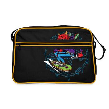 Skate or ... burn in Hell! - Retro Bag - black/gold - Front