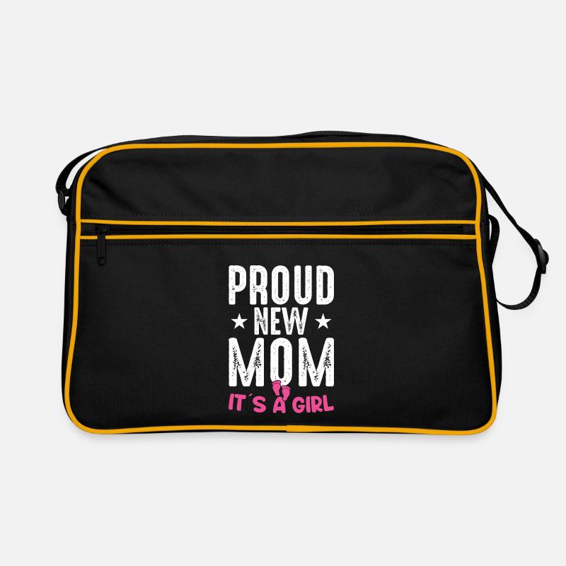 Stolze neue Mutter Es ist ein Mädchen Baby Geschlecht Enthüllung Retro Tasche