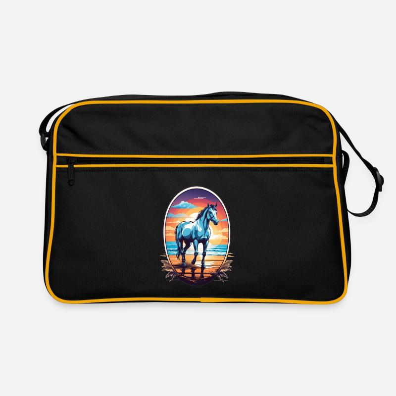 Pferd am Strand Retro Tasche