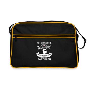 Sardinien Flagge Sardische Fahne Keine Therapie - Retro Tasche - Schwarz/Gold - Vorne