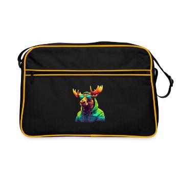 Orignal avec lunettes de soleil Coloré Cool Moose Forest Animal - Sac Retro - noir/or - Devant