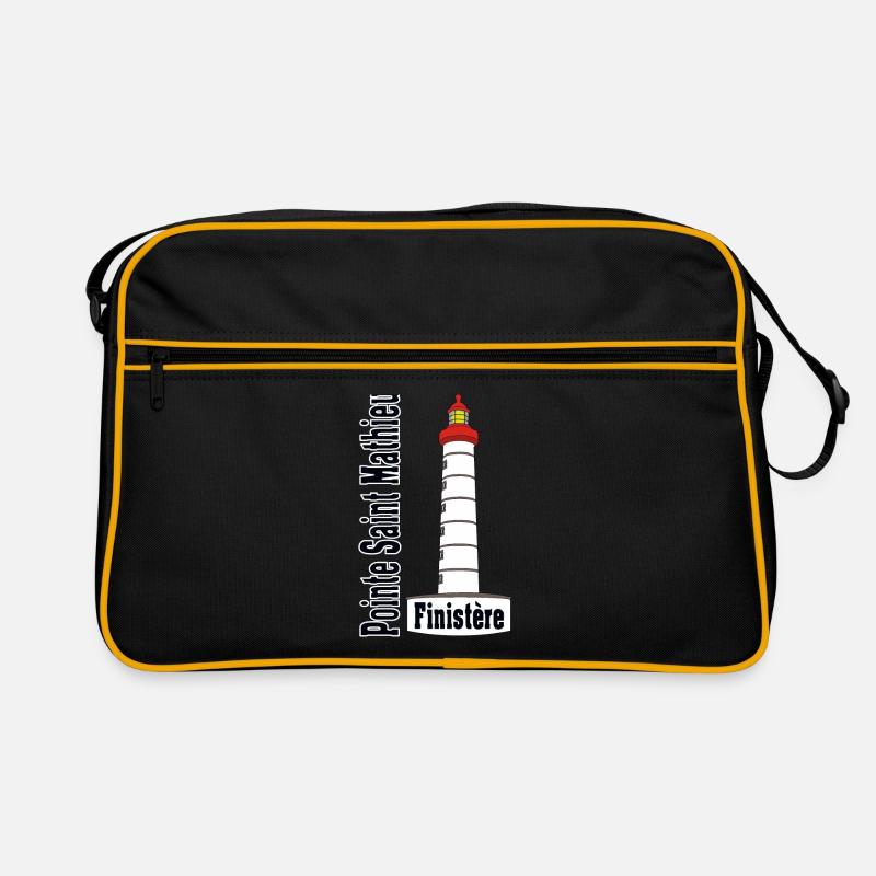 St Matthieu Leuchtturm - Retro Tasche - Schwarz/Gold
