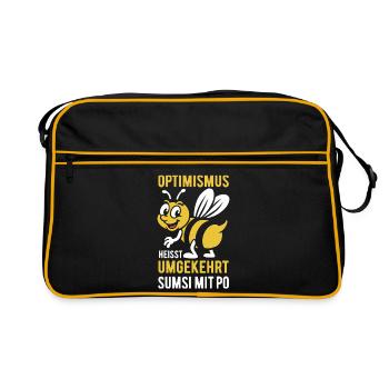 Optimismus heißt umgekehrt Sumsi mit Po - Biene - Retro Tasche - Schwarz/Gold - Vorne