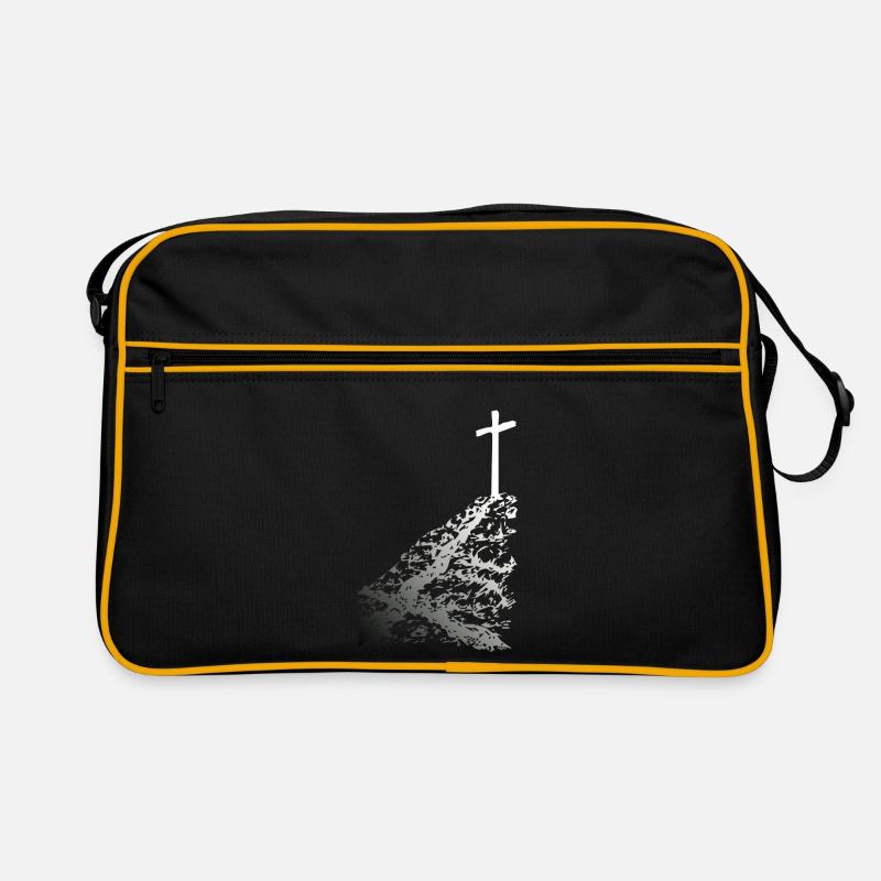 Croix blanche avec ombre - Sac Retro - noir/or