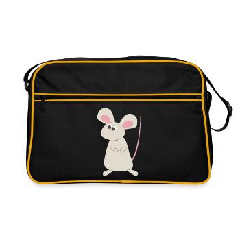 Cleveres Mäuschen - Retro Tasche - Schwarz/Gold - Vorne
