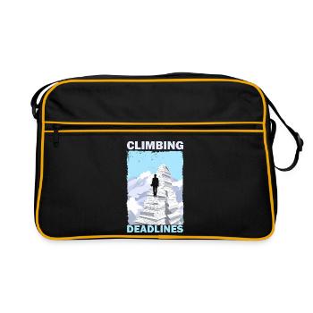 Deadlines erklimmen – Lustiger Berg der Büroauslastung - Retro Tasche - Schwarz/Gold - Vorne