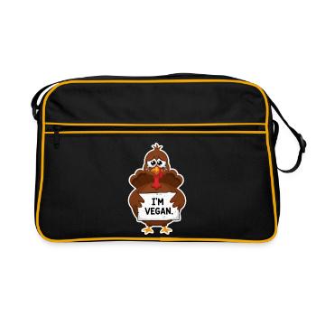 Vegan Turkey Thanksgiving - Retro Bag - black/gold - Front