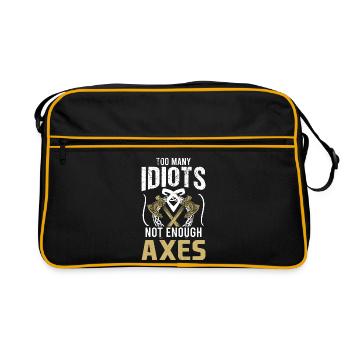 Viking Mythologie Walhalla Krieger Axt Sprüche - Retro Tasche - Schwarz/Gold - Vorne
