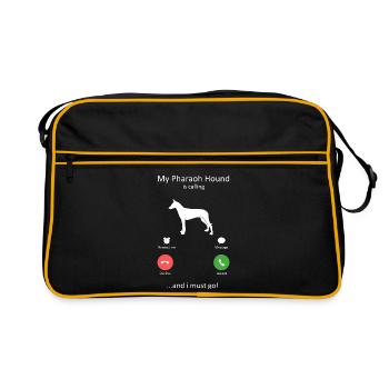 My Pharaoh Hound Is Calling And I Must Go Dog Gift - Retro Bag - black/gold - Front