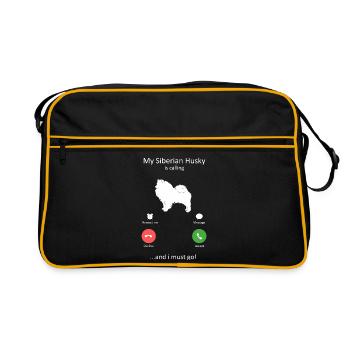 Siberian Husky Is Calling Funny Dog Mom Dog Dad - Retro Bag - black/gold - Front