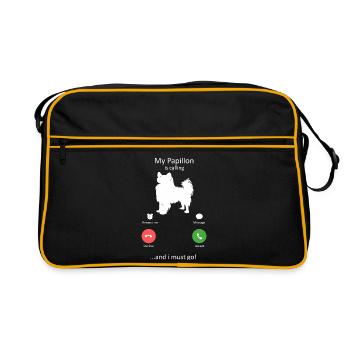 Papillon Dog Calling Smartphone Interface - Retro Bag - black/gold - Front