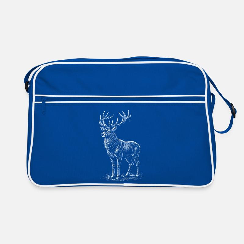 Weiße Hirsch-Silhouette mit Geweihen Retro Tasche