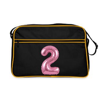 Chemise pour le 2e anniversaire, ballon à l’hélium - Sac Retro - noir/or - Devant