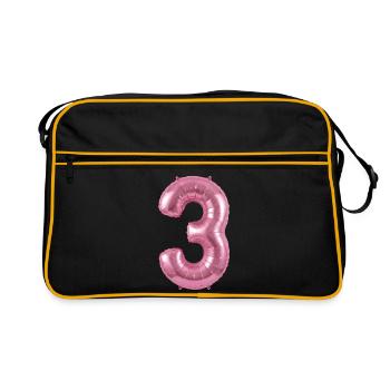T-shirt pour le 3e anniversaire, hélium en ballon rose - Sac Retro - noir/or - Devant