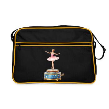 Ballerine sur illustration de boîte à musique - Sac Retro - noir/or - Devant