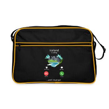 Iceland Is Calling And I Must Go Travel Art - Retro Bag - black/gold - Front