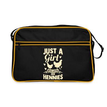Farmer Rooster Flock Poultry Chicken - Retro Bag - black/gold - Front