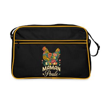 Maman Poule Florale Oeufs De Pâques - Sac Retro - noir/or - Devant