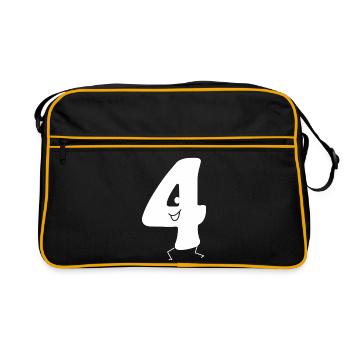 Funny Four: Minimalist Numeral 4 | Fourth - Retro Bag - black/gold - Front