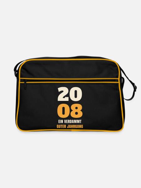 2008 Ein verdammt guter Jahrgang 18. Geburtstag - Retro Tasche - Schwarz/Gold - Vorne