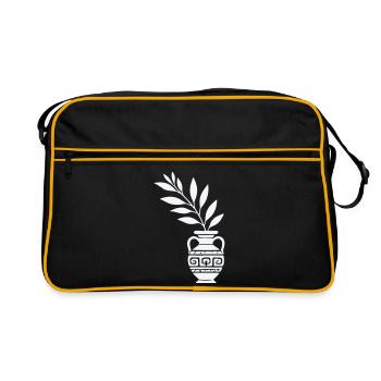 Antike Vase mit Blattzweigen - Retro Tasche - Schwarz/Gold - Vorne