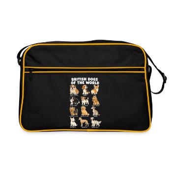 British Dog Breed Chart Cute - Retro Bag - black/gold - Front
