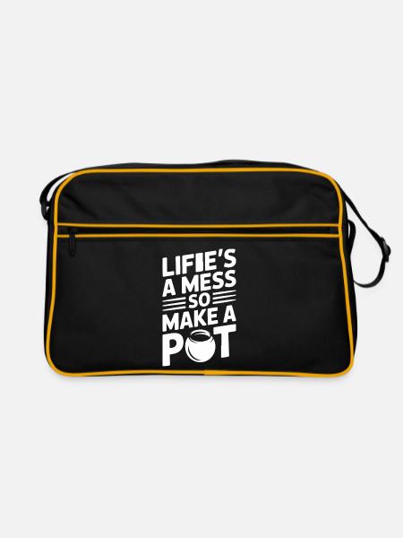 Pottery Artists Mess Make A Pot Pottery - Retro Bag - black/gold - Front