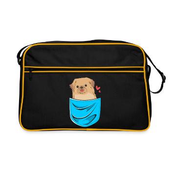 Pekinese - Retro Tasche - Schwarz/Gold - Vorne