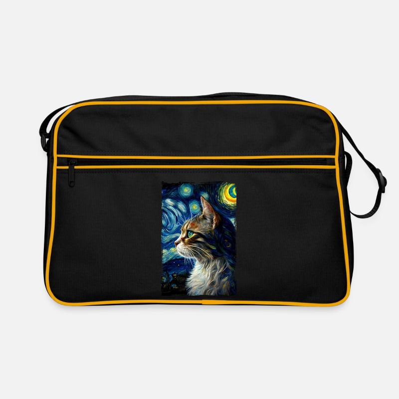 Starry night cat van gogh's cat Parody funny Retro Bag