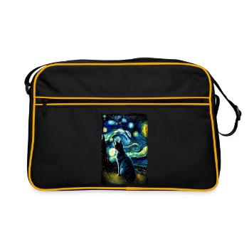 Chat de nuit étoilé Le chat de van gogh Parodie drôle - Sac Retro - noir/or - Devant