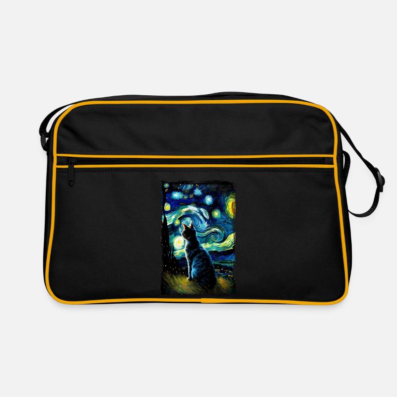 Starry night cat van gogh's cat Parody funny Retro Bag