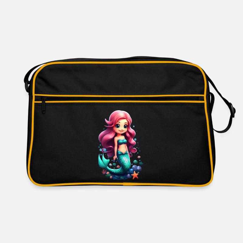 Bezaubernde Chibi Meerjungfrau mit rosa Haar Retro Tasche