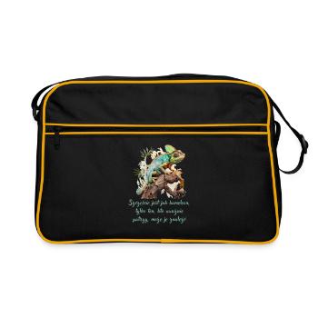 Chameleon-Happiness is like a chameleon, ... pole - Retro Bag - black/gold - Front
