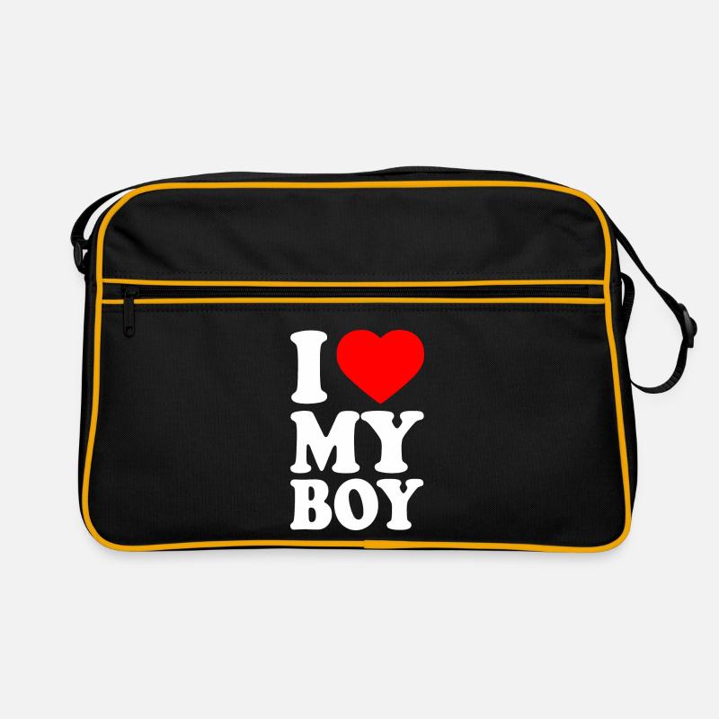 I love my boy - Retro Tasche - Schwarz/Gold