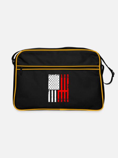 Retro Graphic Car Lover Car Mechanic Vehicle Techn - Retro Bag - black/gold - Front