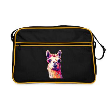 Lama - Retro Tasche - Schwarz/Gold - Vorne