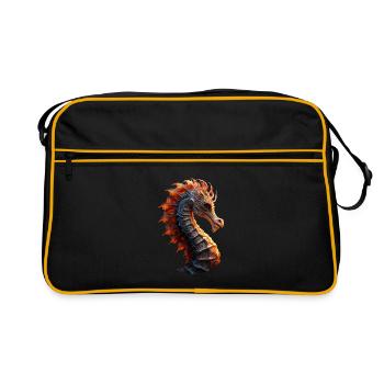 Seepferdchen - Retro Tasche - Schwarz/Gold - Vorne