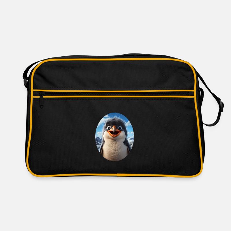Pinguin - Retro Tasche - Schwarz/Gold