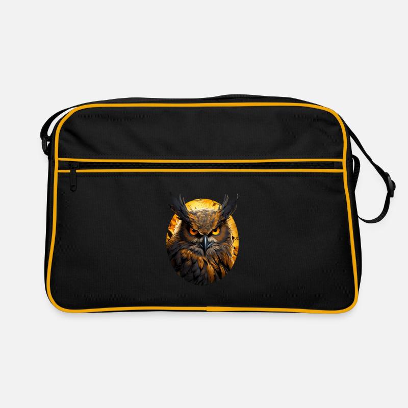 Eule - Retro Tasche - Schwarz/Gold