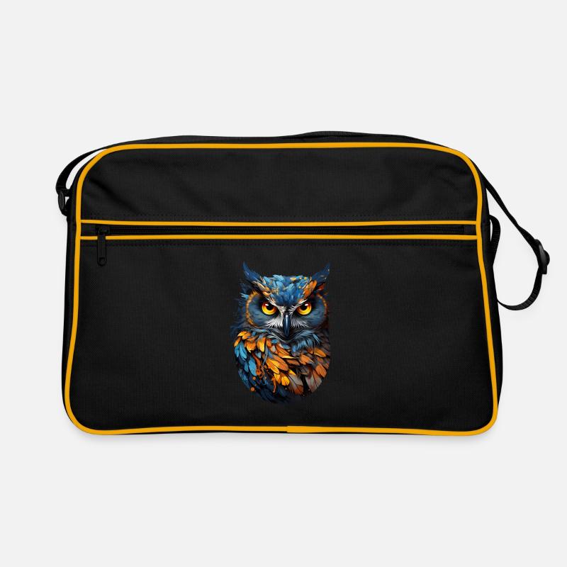 Eule - Retro Tasche - Schwarz/Gold