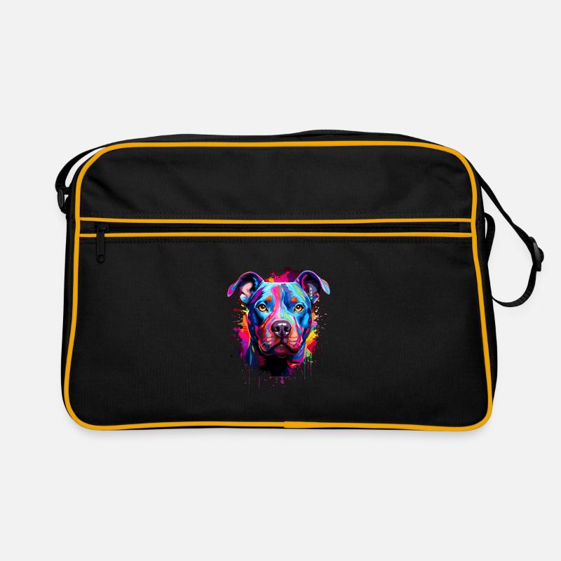 Pitbull Colorful - Retro Tasche - Schwarz/Gold