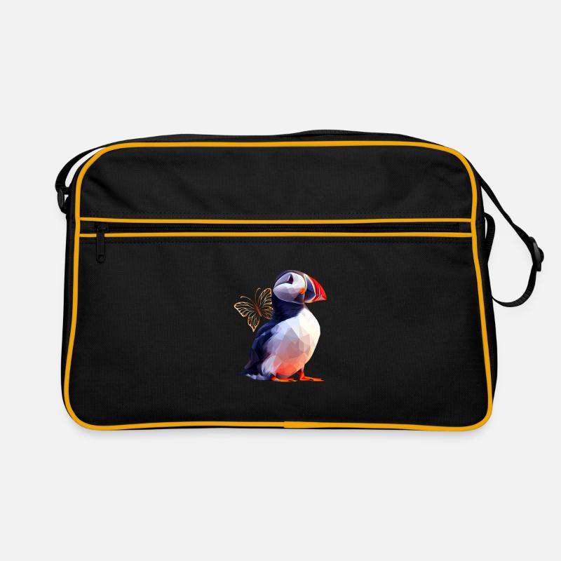 Papageientaucher - Retro Tasche - Schwarz/Gold