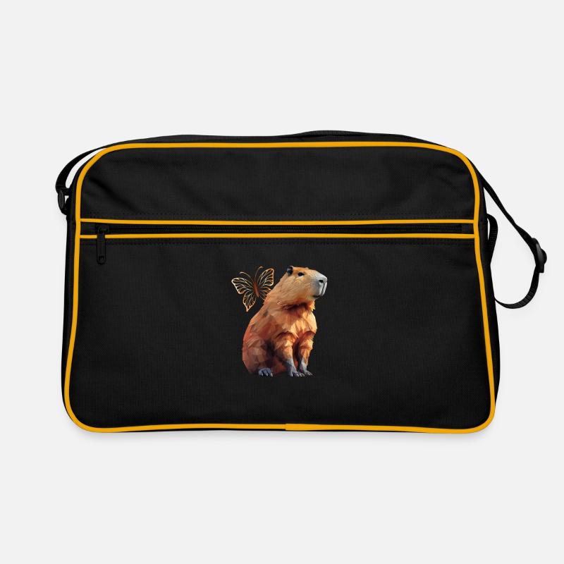 Capybara - Retro Tasche - Schwarz/Gold