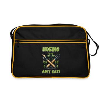 Lustiger Spruch Gartenarbeit zweideutig Garten - Retro Tasche - Schwarz/Gold - Vorne