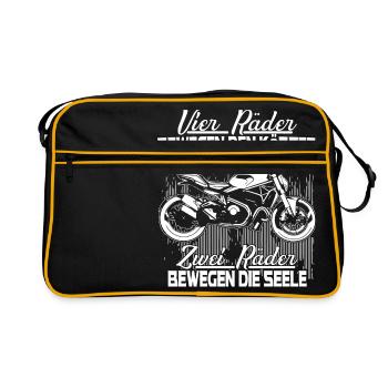 Zwei Raeder bewegen die Seele - Retro Tasche - Schwarz/Gold - Vorne