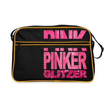 Pink Pinker Glitzer Bling Prinzessin Fashionista - Retro Tasche - Schwarz/Gold - Vorne